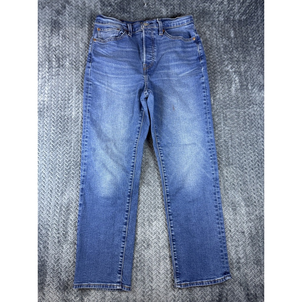 Levi's Wedgie Straight Ankle Jeans Womens 30 Blue Denim Button Fly 34964-0218